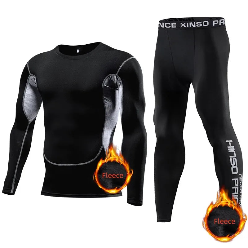 2026 NEW Men's Winter Thermal Underwear Set Fleece Compression Long Johns Sports Base Layer for Fitness Athletic Wear