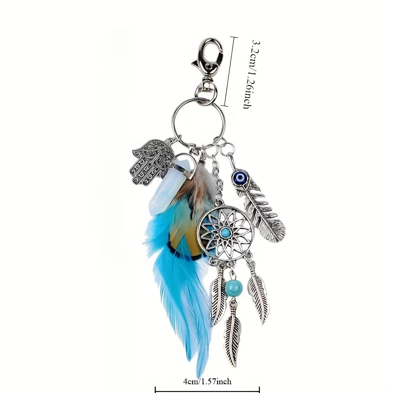 Best Valentine's Day Gift! Maiden Dream Catcher Bohemia Style Key Ring Pendant Artificial Feather Key Chain Bag Decor Tassel