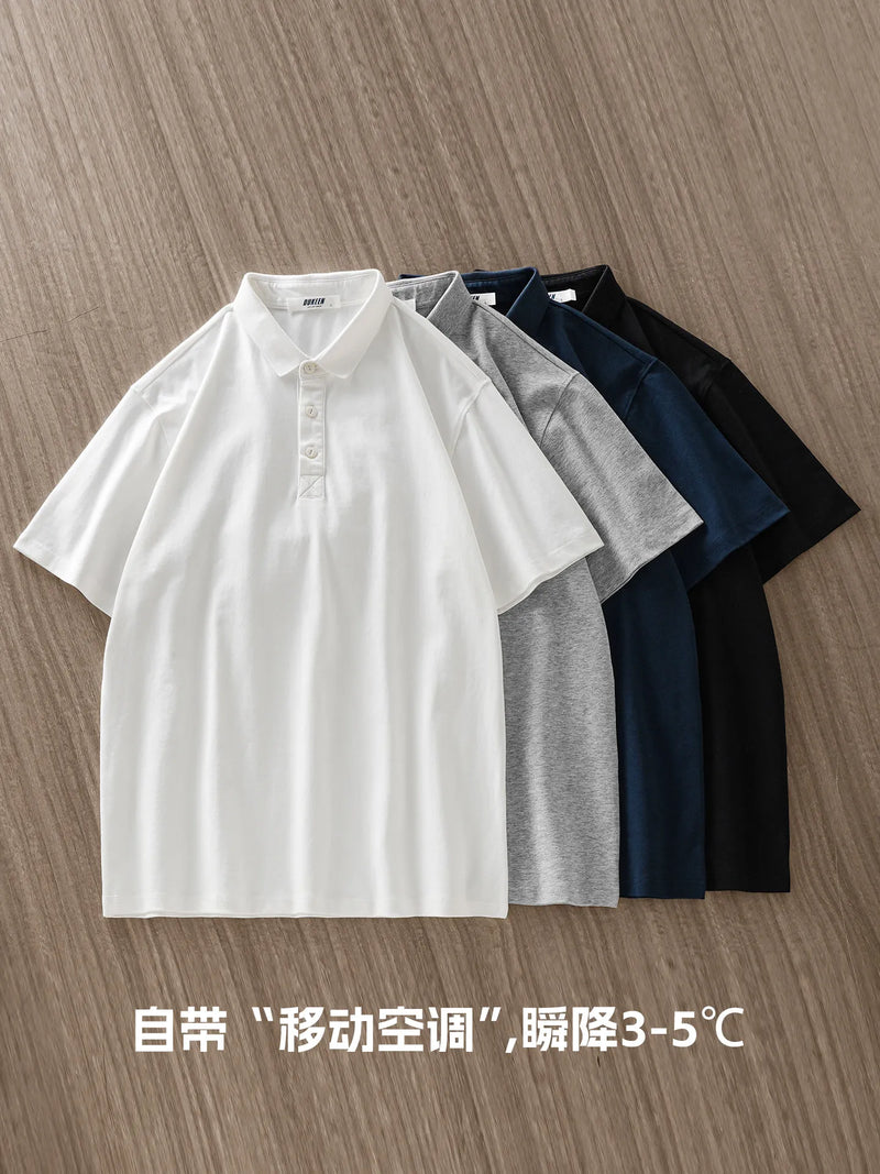 DUKEEN Men's 260G Heavyweight Cooling Sorona Polo Shirt Quick Dry Casual Summer Short Sleeve Golf Tee