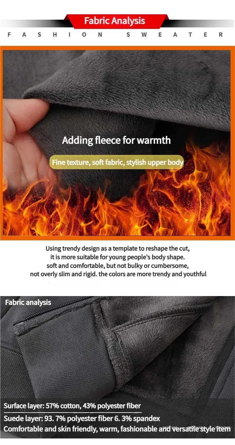 New Oxygen Cotton Super Soft Thick Stand-Up Collar Zipper Sweatshirt with Fleece Lining for Warmth in Autumn and Winter