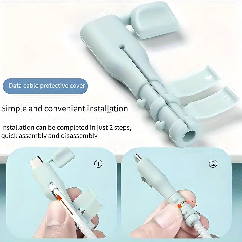 ស្រោមការពារខ្សែ USB-C ចំនួន 5/10 សន្លឹក ការពារការបាក់ ស័ក្តិសមសម្រាប់ស្មាតហ្វូន ថេប្លេត ឆបគ្នាជាមួយខ្សែទិន្នន័យ USB-C។