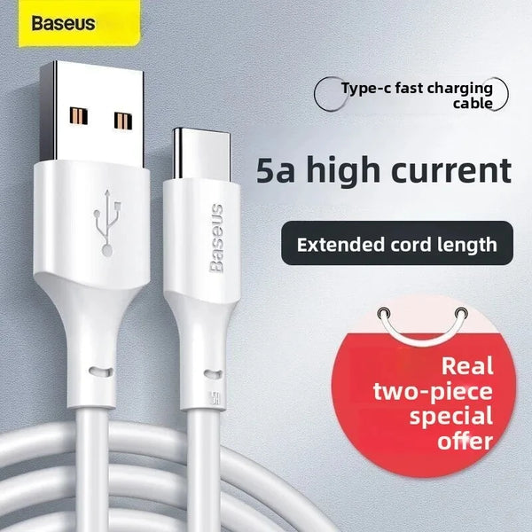 ខ្សែសាកទិន្នន័យ BASEUS Typec 5A 40W សាកលឿនសម្រាប់ទូរស័ព្ទ Huawei Xiaomi Honor