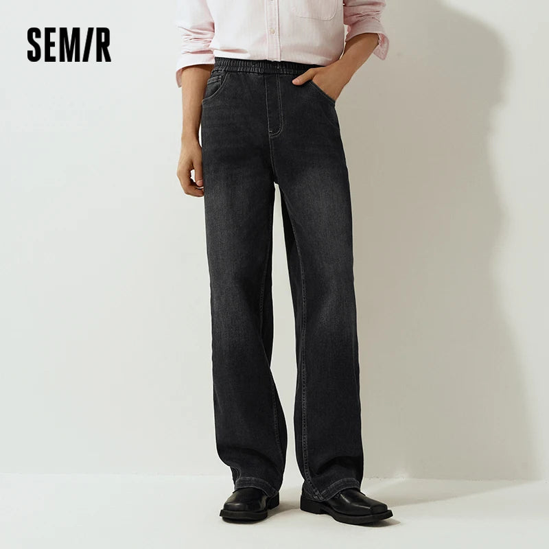 ខោខូវប៊យបុរស Semir ធ្វើពីកប្បាស លាតសន្ធឹង រលុង សម ជើងត្រង់ មានខ្សែចង រចនាបថវីនថេច ឆ្នាំ២០២៦ សម្លៀកបំពាក់រដូវរងាថ្មីប្រចាំថ្ងៃ