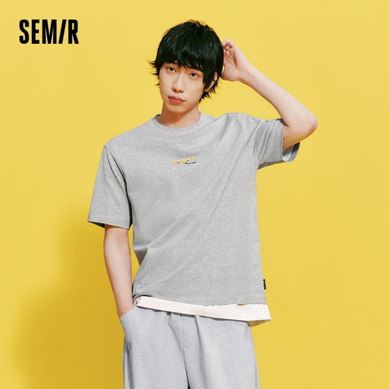 Semir Men Tshirt Cotton Fun Print Knit Short Sleeve 2026 New Arrival Casual Fashion Soft Daily Top Wear