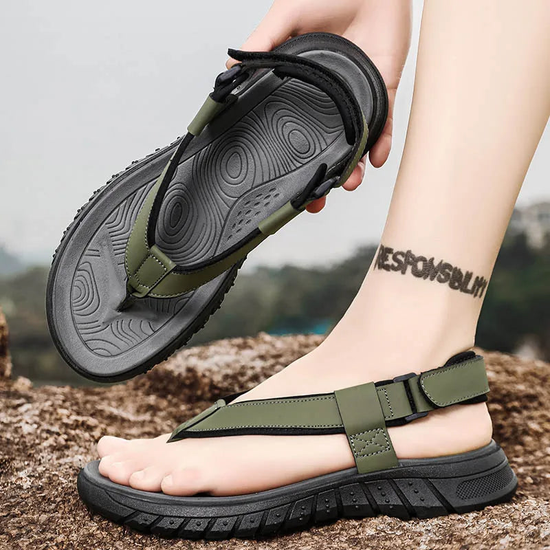 Flip-flops sandals summer men's outdoor non-slip breathable light soft-sole comfort beach shoes fashion sports walking sandals