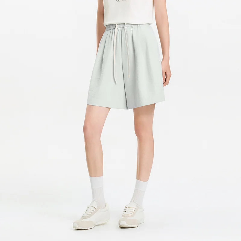 Semir Womens Shorts 2026 Pleated Texture Draped Elastic Waist A Line Loose Casual Style
