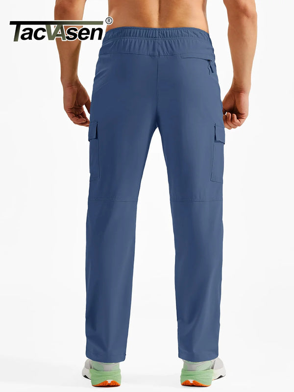 TACVASEN Men's Hiking Cargo Pants with Zipper Pockets Lightweight Quick Dry Water Resistant Travel Athletic Casual Fishing Pants
