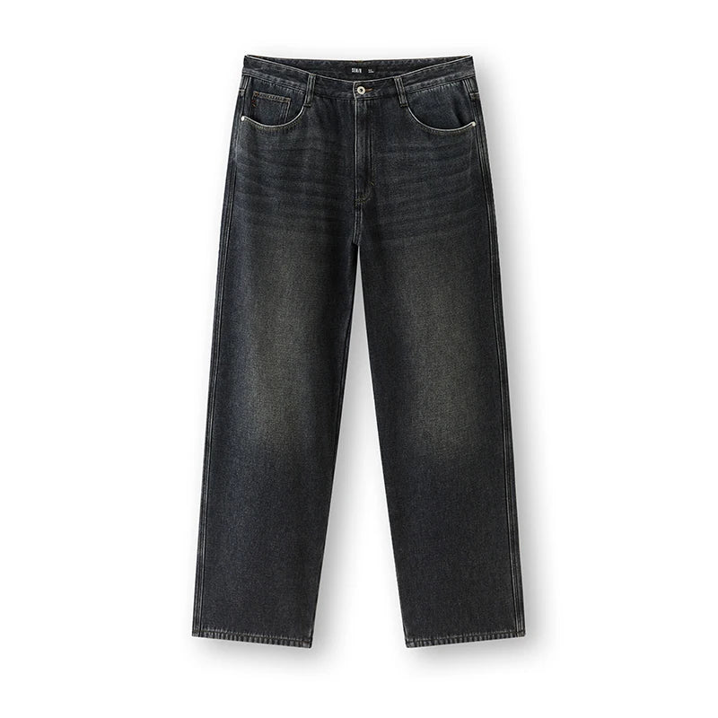 Semir Men Denim Jeans Loose Fit Straight Leg Vintage Wash 2026 New Winter Daily Wear Urban Casual Style Cold Weather Layering