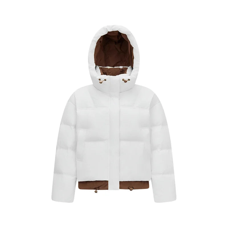 Semir Women Down Jacket 90 Percent Down Fill Layered Look Color Block Hooded Design Loose Fit Puffer Shape 2026 Winter