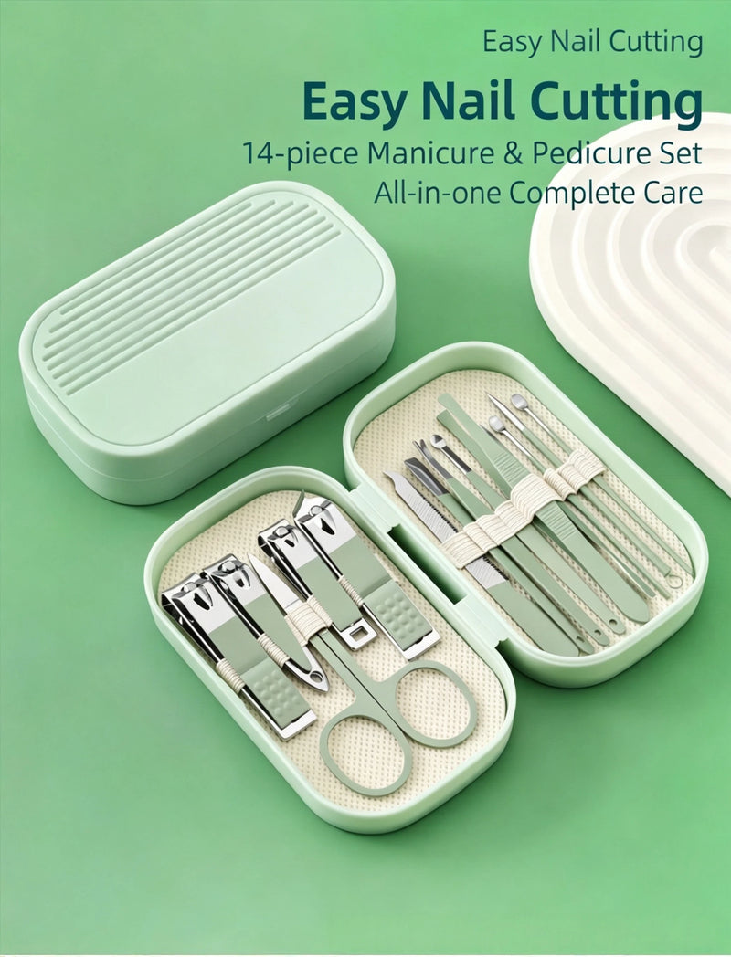 Nail Clipper Set, Nail Clipper, Ear Scoop, Home Nail Tools, Clippers, 14-Piece Set, Box for Removing Dead Skin