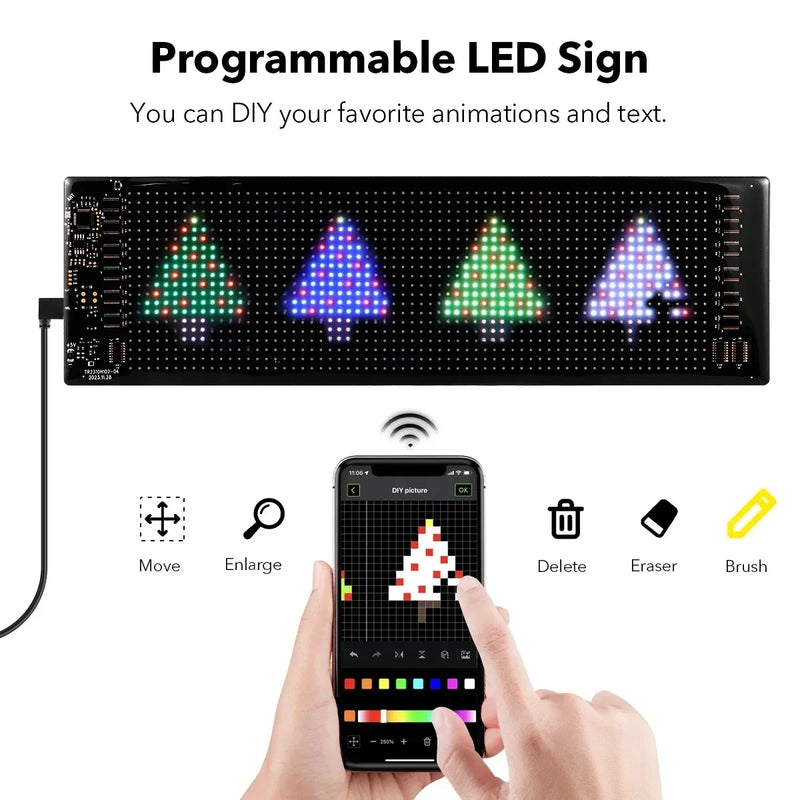 2pcs Devil Eye LED Light Strips Flexible LED Matrix Panel DIY Personalized Dynamic Lights With APP Control USB Powered Car Decor