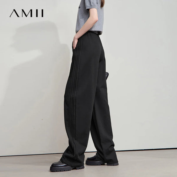 AMII Minimalist រដូវស្លឹកឈើជ្រុះឆ្នាំ ២០២៥ ខោជើងធំសម្រាប់នារីទើបមកដល់ថ្មី ខោរលុង កប្បាសសុទ្ធ ប៉ាក់ធម្មតា សម្លៀកបំពាក់នារី 12523098