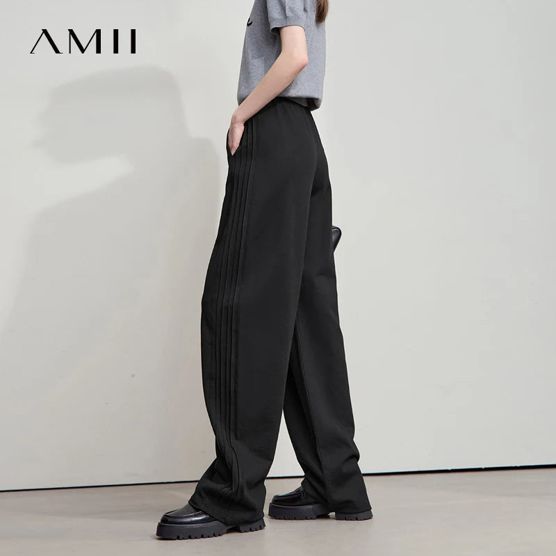 AMII Minimalist រដូវស្លឹកឈើជ្រុះឆ្នាំ ២០២៥ ខោជើងធំសម្រាប់នារីទើបមកដល់ថ្មី ខោរលុង កប្បាសសុទ្ធ ប៉ាក់ធម្មតា សម្លៀកបំពាក់នារី 12523098