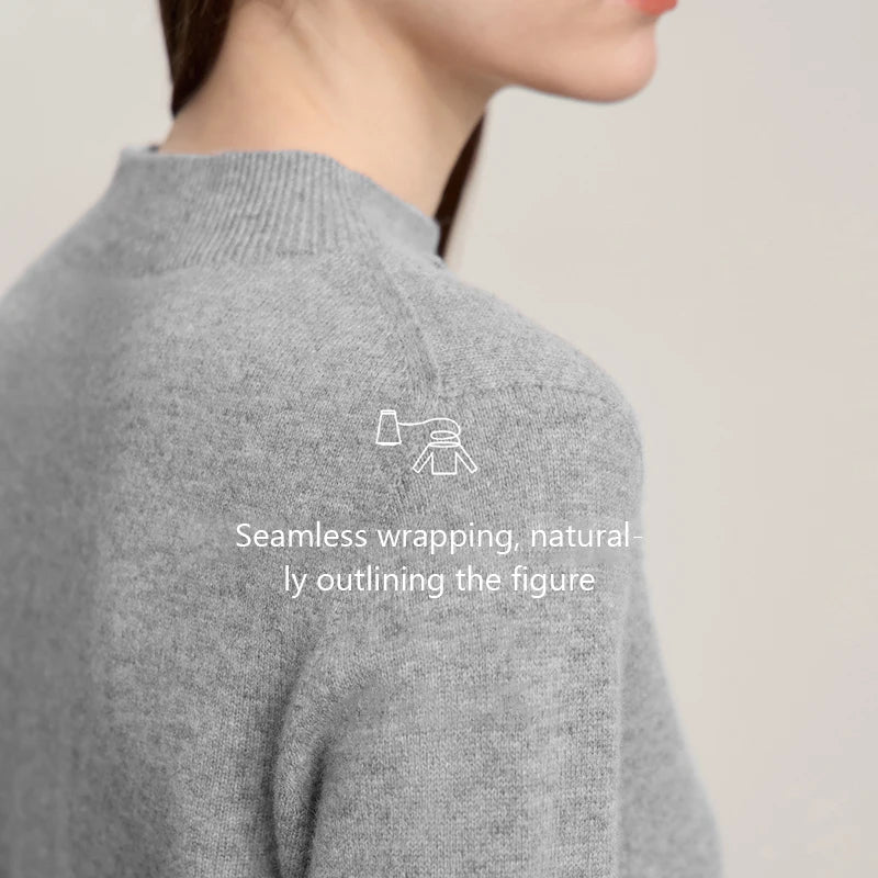 AMII Women's Sweater Semi-turtleneck Knitted Wool Pullover for Woman 2026 Winter New Versatile Long Sleeves Top Female 12543194