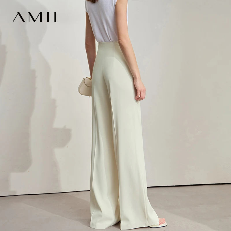 ខោវែង Amii Minimalist សម្រាប់នារី ចង្កេះខ្ពស់ ជើងធំទូលាយ ខោវែង ប្រឆាំងនឹងកាំរស្មីអ៊ុលត្រាវីយូឡេ តុបតែងលម្អដោយអង្កាំពេជ្រ 12542055