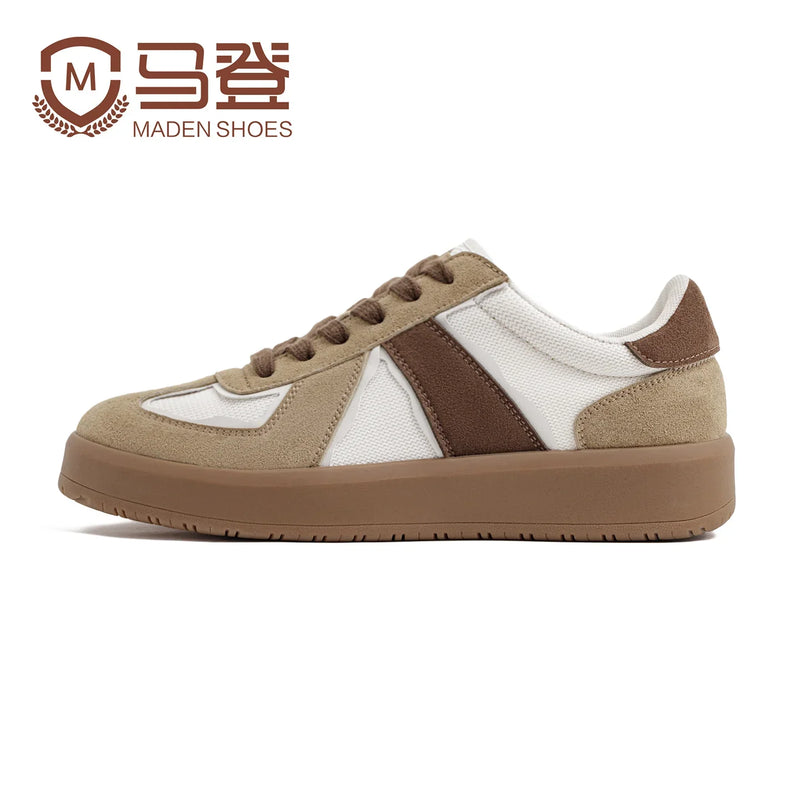 Maden German Army Trainers Shoes Men's Retro Chunky Sole Sneakers Lace Up Low Top Casual Sporty Board Shoes for Autumn Winter