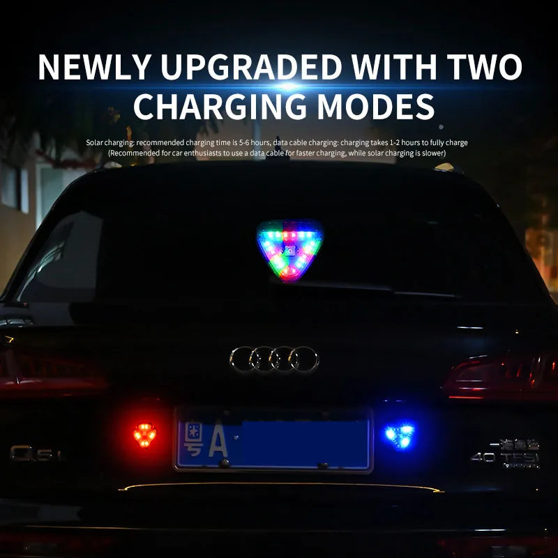 Wireless LED Warning Light Solar Strobe Lights USB Colorful Waterproof Flashing Siganl Lamp Motorcycle Car Motorbike Accessories