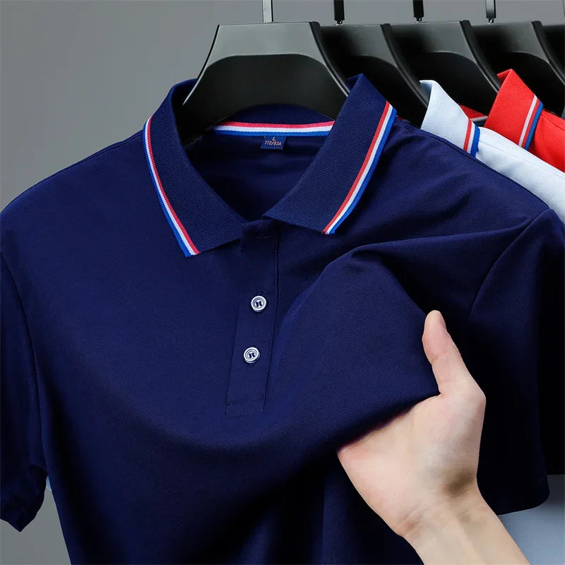 Men's Casual Solid Color Short Sleeve Polo Shirt Summer 2026 Fashionable Comfortable Versatile Top for Men