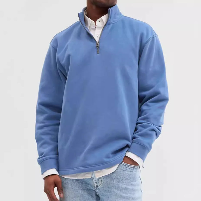 Men's Half-Zip Knit Hoodie – Soft Gray Pullover with Relaxed Fit, Modern Drop Shoulder Design 13 Colors Available