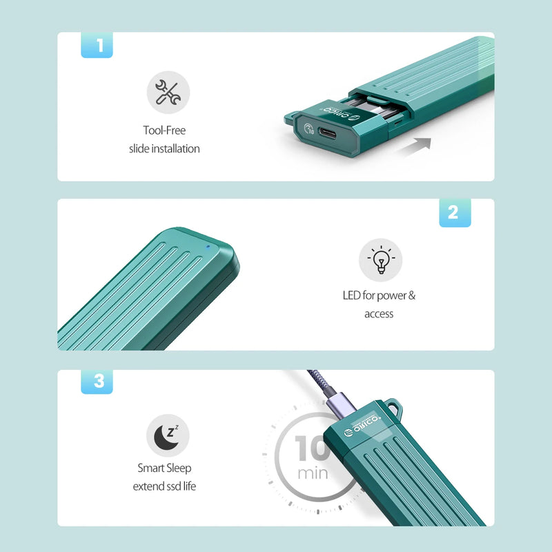 ORICO USB Type C Gen2 10Gbps M.2 SSD Case: NVMe/PCIe, SATA NGFF 6Gbps Enclosure