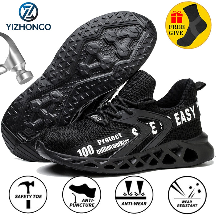 Autumn Safety Shoes For Men And Women Light Work Safty Sneakers Steel Toe Shoe Anti-smash Sneaker Indestructible Shoes YIZHONCO