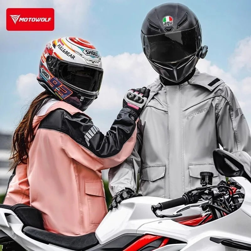 អាវភ្លៀងសម្រាប់ជិះម៉ូតូ MOTOWOLF សម្រាប់ស្ត្រី និងបុរស ការពារទឹកជ្រាប ការពារព្យុះភ្លៀង អាវភ្លៀងសម្រាប់ជិះលេងជាក្រុម