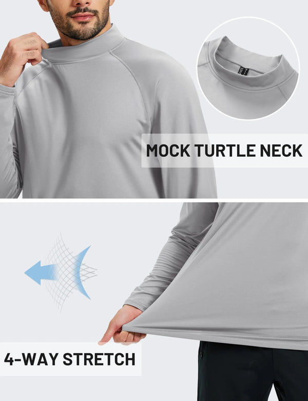 TACVASEN Men's Autumn And Winter Mock Neck Thermal T-shirts Fleece Lined Long Sleeves Stretchy Athletic Workout Base Layer Tops