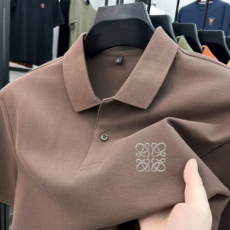 Men's Summer Luxury Brand Cotton 100% Polo Shirt Lapel Printing Short Sleeves T-Shirt Business Leisure Ventilate Men's Clothing