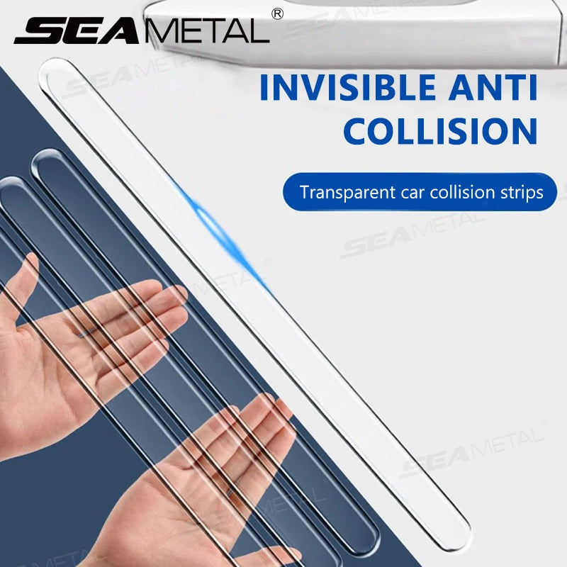 SEAMETAL 4PCS 40CM Extended Car Door Bumper Strip Transparent Body Protector Anti-scratch Protective Strip Body Decoration Strip