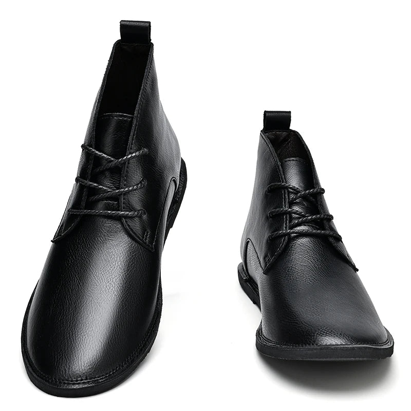 Winter Mens Retro Leather Boots Men Casual Black Brown Ankle Boots Lace Up Size 38-46 47 Dropshipping