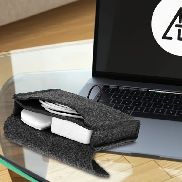 Enlarged Felt Material Cosmetic Storage Box,Organizer Pouch,Suitable for Cosmetics, Laptop Chargers, Data Cables.Storage Bag