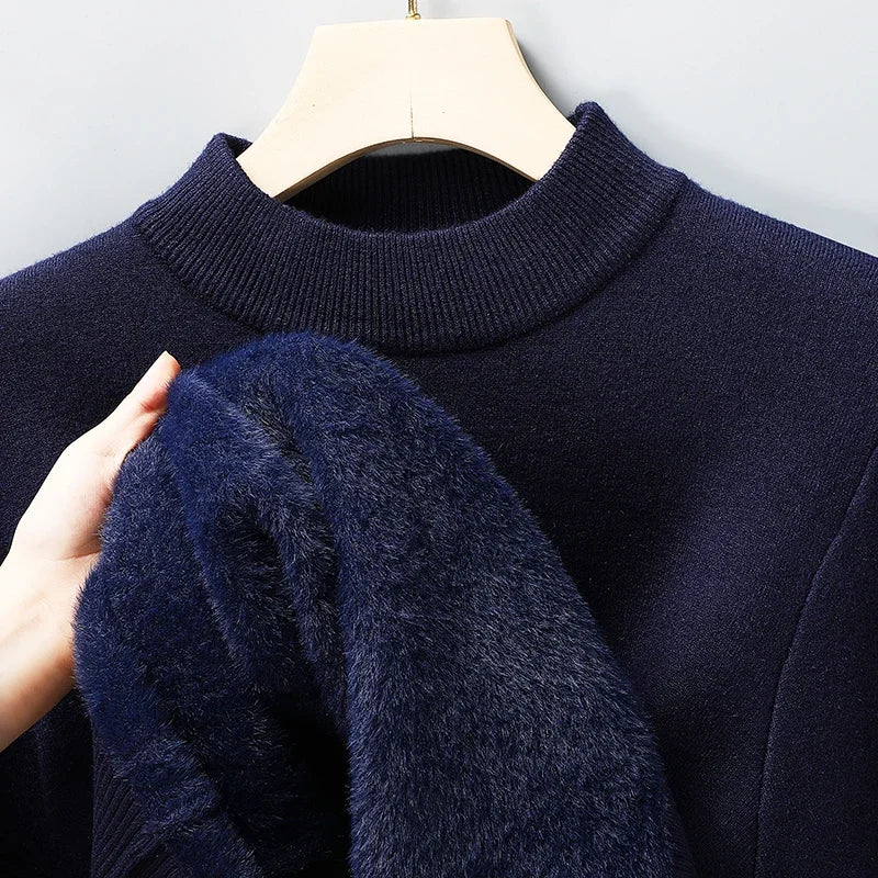 2026 Men's Solid Color Half Turtleneck Knitwear Sweater Mock Neck Pullover Casual Autumn Winter Sweatshirt Brand Mens Clothing