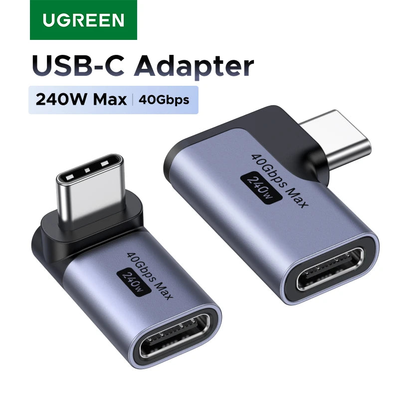 UGREEN USB-C Fmale to USB-C Male Adapter Right Angle 3PCS/2PCS Support 240W Fast Charging & 40Gbps For Macbook Ipad Phone