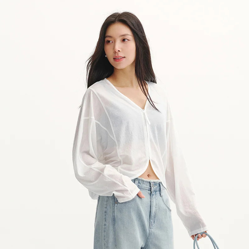 Semir Womens Jacket 2026 Batwing Sleeve Loose V Neck Cardigan Relaxed Style Casual Versatile Soft