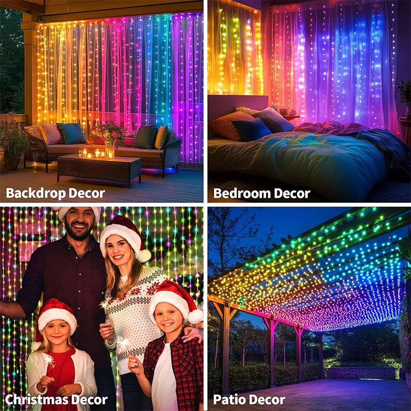 Smart LED Curtain Light RGB Color Changing Holiday Wall Lights Indoor DIYString Light APP Remote Control forWindow Party Wedding