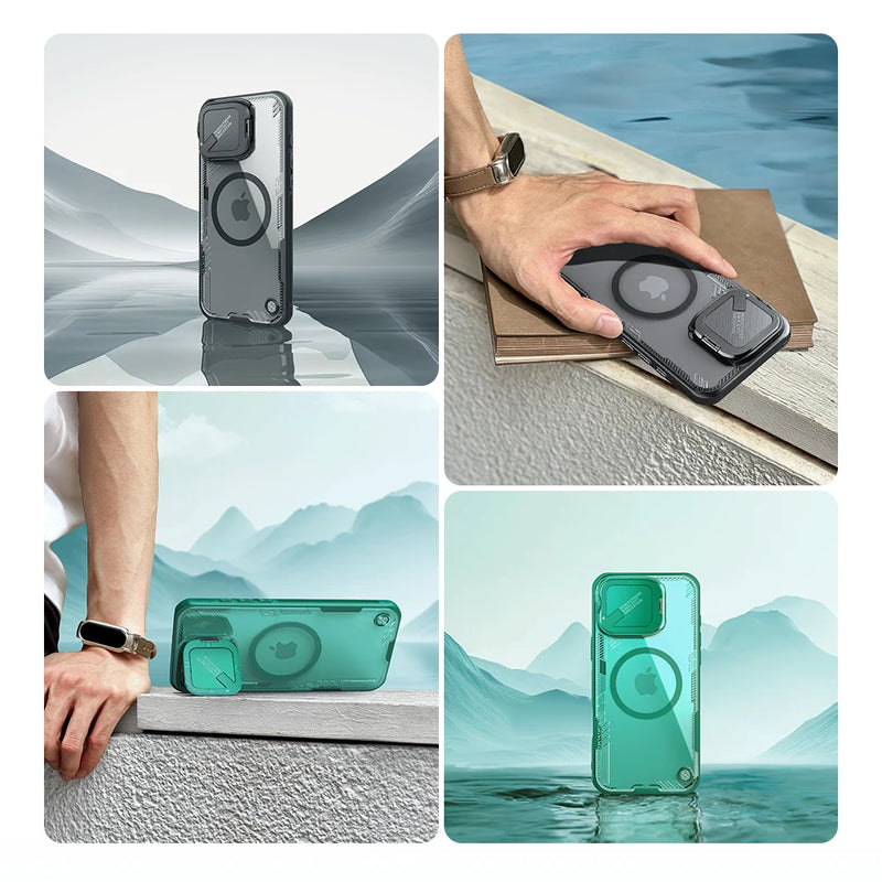 Nillkin For iPhone 16 Pro Max Magsafe Case Iceblade Prop Eco-friendly Shockproof Back Cover With Lens Stand For iPhone 16/16 Pro