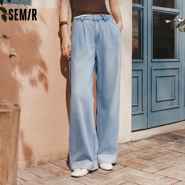 ខោខូវប៊យ Semir សម្រាប់នារី ទន់ត្រជាក់ ឆ្នូតៗ ខោ Denim ជើងធំ 2026 ទាន់សម័យ រលុង