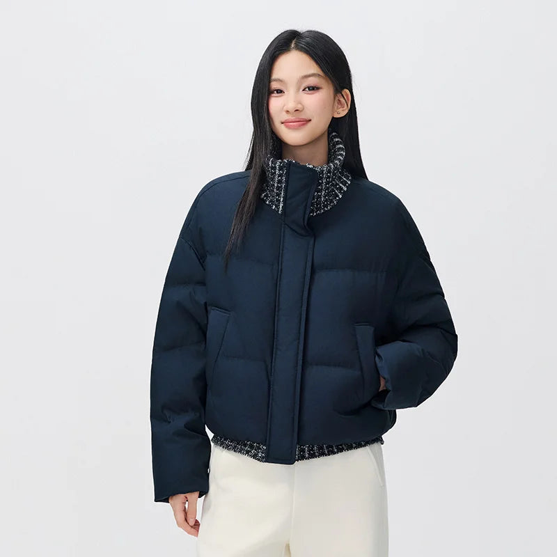 Semir Women Down Jacket Panel Design Layered Look Loose Fit 80 Percent Down Fill Versatile Modern Style 2026 New