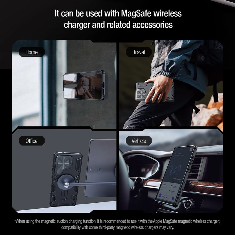 NILLKIN For Samsung Galaxy S25 Ultra Magsafe Case Armor Prop Magnetic Wireless Charging Hard Back Cover For Samsung S25 Ultra