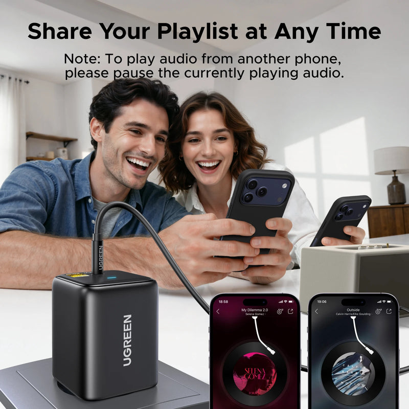 UGREEN Bluetooth 6.0 Audio Receiver, LDAC Hi-Res Certified Plug-In Power Supply, 3.5mm AUX, High-Fidelity Wireless Music Adapter