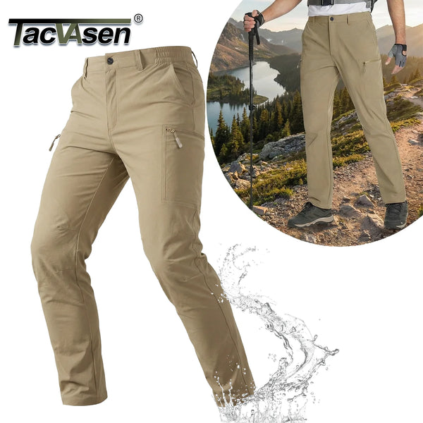 TACVASEN Quick Dry Hiking Cargo Pants Men's Spring Lightweight Water Resistant Travel Pants for Men Work Outdoor with 6 Pockets