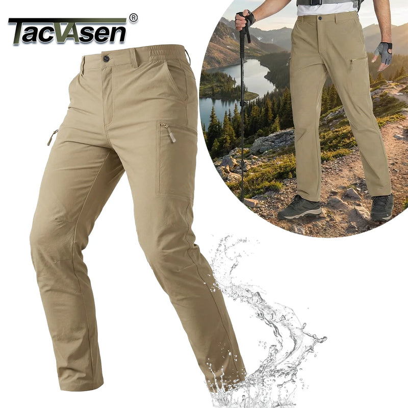 TACVASEN Quick Dry Hiking Cargo Pants Men's Spring Lightweight Water Resistant Travel Pants for Men Work Outdoor with 6 Pockets