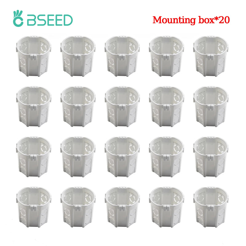 BSEED EU Standard Mounting Box Internal Junction Box 86*86 Wall Switch Socket Wiring Cassette Plastic White