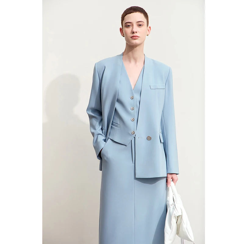 អាវធំ Amii Minimalism សម្រាប់ស្ត្រី 2026 រដូវស្លឹកឈើជ្រុះថ្មីសម្រាប់ធ្វើដំណើរទៅធ្វើការ ក V រាងបេះដូង អាវធំសម្រាប់ធ្វើការ 12453042