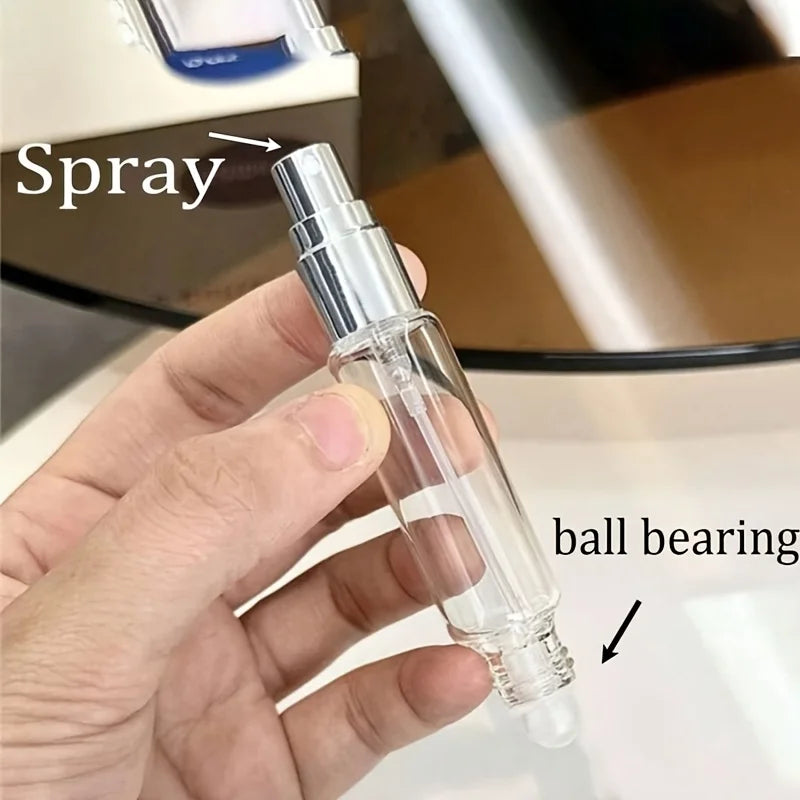 2pcs 0.34oz Dual-Use Perfume Spray Bottles with Rollers | Portable Fragrance Dispenser | Refillable Spray Bottle