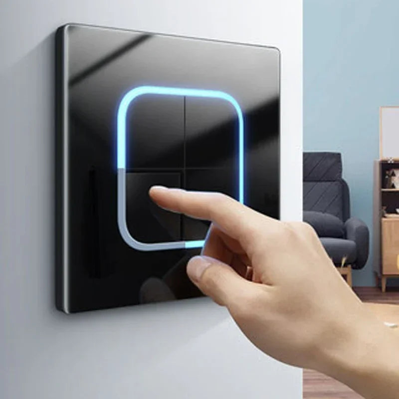 Tempered Glass Panel 1 2 3 4 Gang Wall Button Light Switch 1 2Way International universal LED Indicator reset point Power ON OFF
