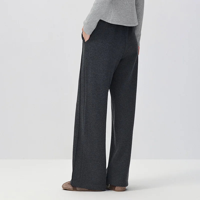 Semir Women Casual Pants High Waist Fleece Lined Commuter Style Wide Leg 2026 New Winter Daily Wear Urban Casual Style
