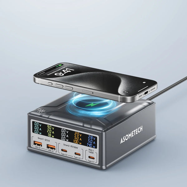 ឆ្នាំងសាកឥតខ្សែ USB C GaN 260W QC3.0 PD3.1 ស្ថានីយសាកថ្មលឿន PPS 140W សម្រាប់ iPhone 16 15 MacBook Pro Samsung Laptop ឆ្នាំងសាកឥតខ្សែ