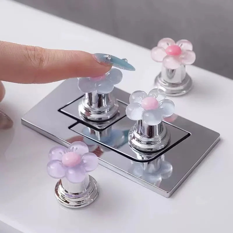 Cute Flower Toilet Press, Long Nail Nail Nail Art, Creative Bathroom Water Tank Flush Switch Button