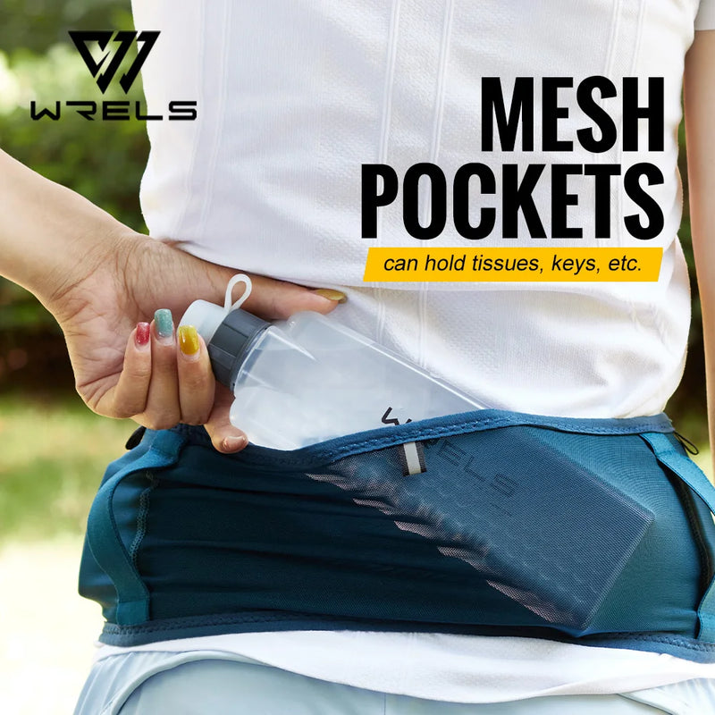WRELS Running Fanny Pack Running Bag Waist Pack High Elasticity Breathable Lightweight Marathon Waist Bag Bottle Sports Jogging